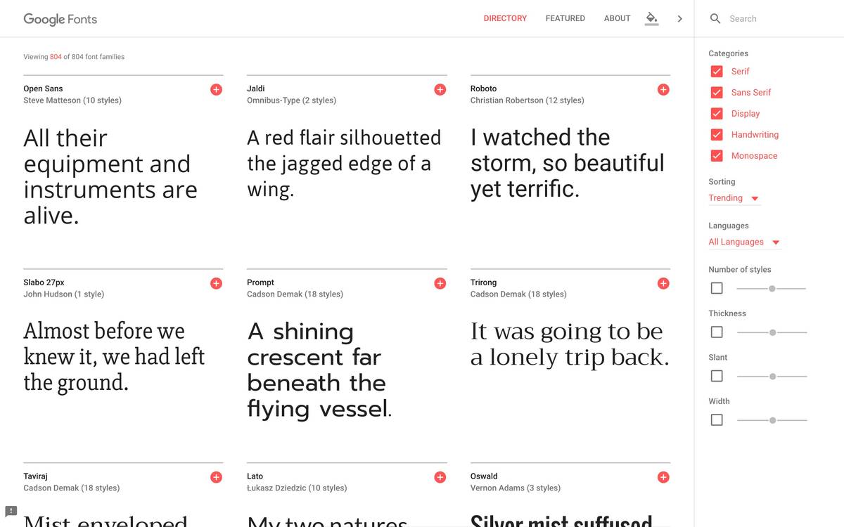 Google Fonts — Httpster